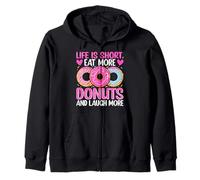 La vida es corta Come más donas y ríe más Sudadera con Capucha