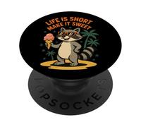 La vida es corta, hazlo dulce helado de mapache divertido PopSockets PopGrip Adhesivo