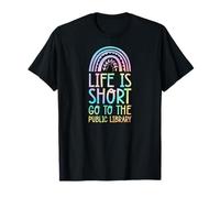La Vida es Corta IR a la Biblioteca pública Bohemian Rainbow Boho Camiseta