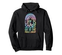 La Vida es Corta IR a la Biblioteca pública Bohemian Rainbow Boho Sudadera con Capucha