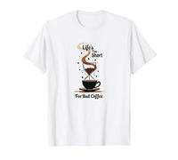 La Vida es Demasiado Corta para el Mal café - Arte Amante del café Camiseta, Hombre, Blanco, 6XL