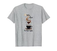 La Vida es Demasiado Corta para el Mal café - Arte Amante del café Camiseta, Hombre, Gris Jaspeado, 6XL
