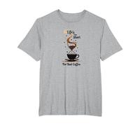 La Vida es Demasiado Corta para el Mal café - Arte Amante del café Camiseta, Hombre Tallas Grandes, Gris Jaspeado, 6X Alto
