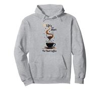 La Vida es Demasiado Corta para el Mal café - Arte Amante del café Sudadera con Capucha, Unisex para Adultos, Gris Jaspeado, S