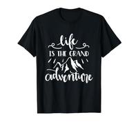 La Vida Es La Gran Aventura Montañas Al Aire Libre Camiseta gráfica económica, Hombre, Negro, M