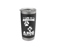 La vida es maravillosa Los perros la hacen aún mejor Vaso térmico de acero inoxidable de doble pared
