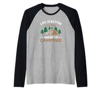 La Vida es Mejor Alrededor de la fogata Camiseta Manga Raglan