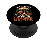 La vida es mejor alrededor de la fogata Diseño al aire libre PopSockets PopGrip Adhesivo