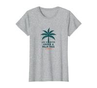 La Vida es Mejor bajo una Palmera - Unidea Camiseta, Mujer, Gris Jaspeado, L