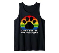 La Vida es Mejor con Amigos Peludos, Amantes de los Perros, Amantes de los Gatos Camiseta sin Mangas