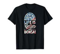 La vida es mejor con Bonsái Bohemio Rainbow Trendy Boho Camiseta