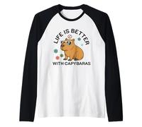 La vida es mejor con capibara divertido capibara chica mujer Camiseta Manga Raglan