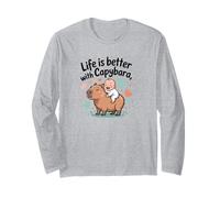 La vida es mejor con Capibara - Lindo bebé kawaii y capibara Manga Larga