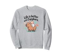 La vida es mejor con Capibara - Lindo bebé kawaii y capibara Sudadera
