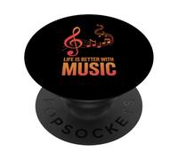 La vida es mejor con citas musicales La música es mi vida Amor Música PopSockets PopGrip Adhesivo