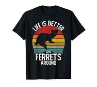 La Vida es Mejor con Ferrtes Alrededor de la Camisa Retro Ferret Camiseta