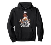 La Vida es Mejor con Gatos Amante Hombre niño Gato papá Sudadera con Capucha