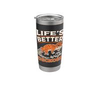 La vida es mejor con Geckos Herpetología de reptiles Leopard Gecko Vaso térmico de acero inoxidable de doble pared