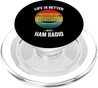 La vida es mejor con Jamón Radio Vintage Amateur Radio PopSockets PopGrip para MagSafe