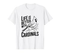 La Vida es Mejor con los cardenales Camiseta gráfica económica, Hombre, Blanco, L