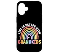 La Vida es Mejor con los Nietos Rainbow Grandmother Grandma Carcasa para iPhone 16