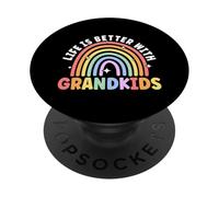 La Vida es Mejor con los Nietos Rainbow Grandmother Grandma PopSockets PopGrip Adhesivo