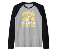 La Vida es Mejor con los Polluelos Lindos Animales Amarillos niños Camiseta Manga Raglan