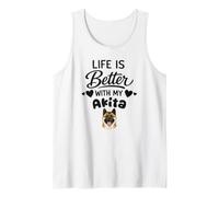 La Vida Es Mejor con Mi Perro Akita Camiseta sin Mangas