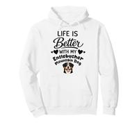 La Vida Es Mejor con Mi Perro Boyero del Entlebuch Sudadera con Capucha