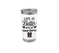 La Vida Es Mejor Con Mi Perro Cane Corso Vaso térmico de acero inoxidable de doble pared