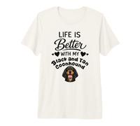 La Vida Es Mejor con Mi Perro Sabueso Negro y Fuego Camiseta Premium