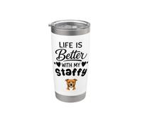 La Vida Es Mejor Con Mi Perro Staffordshire Bull Terrier Vaso térmico de acero inoxidable de doble pared