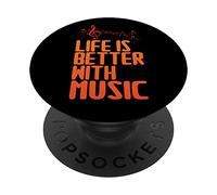 La Vida es Mejor con música Músicos Divertidos Memes de Notas Musicales PopSockets PopGrip Adhesivo