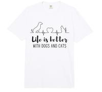 La Vida es Mejor con Perros y Gatos Amantes de Las Mascotas Latidos del corazón Comfort Colors Adult Heavyweight T-Shirt