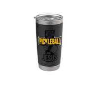La vida es mejor con Pickleball y Jesus Christian Vaso térmico de acero inoxidable de doble pared