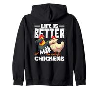 La Vida es Mejor con Pollos Dabbing Divertido Granjero Sudadera con Capucha