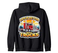 La Vida es Mejor con Semi Trucks Driver Trucker Truckie Truck Sudadera con Capucha