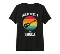 La Vida es Mejor con Ukelele Hawaiano Ukelele Guitarra Uke Camiseta Premium