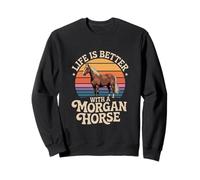 La Vida es Mejor con un Atardecer Retro de Caballo Morgan Sudadera