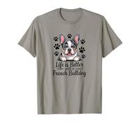 La Vida es Mejor con un Bulldog francés, Frenchie Tricolor Camiseta