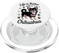 La Vida es Mejor con un Chihuahua, Chi de Pelo Largo PopSockets PopGrip para MagSafe