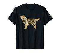 La Vida es Mejor con un diseño de Silueta de tipografía de Perro Camiseta