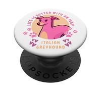 La Vida es Mejor con un Galgo Italiano Retro de Iggy PopSockets PopGrip Adhesivo