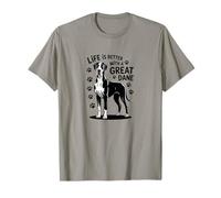 La Vida es Mejor con un Gran danés, Perro Blanco y Negro Grande Camiseta