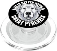 La Vida es Mejor con un Gran Perro de los Pirineos PopSockets PopGrip para MagSafe