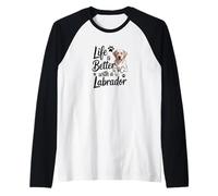 La Vida es Mejor con un Labrador, Yellow Lab Retriever Camiseta Manga Raglan