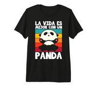 La Vida Es Mejor con Un Panda Retro Animal Pijama Regalo Camiseta Premium