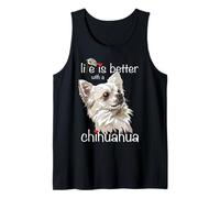La Vida es Mejor con un Perro Chiwawa de Pelo Largo Chihuahua Camiseta sin Mangas