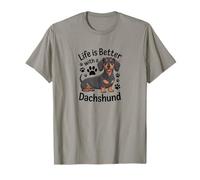 La Vida es Mejor con un Perro Dachshund, Negro y marrón Camiseta