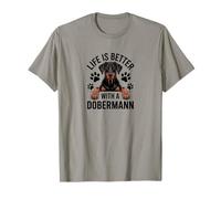 La Vida es Mejor con un Perro Dobermann, Orejas Flexibles Camiseta
